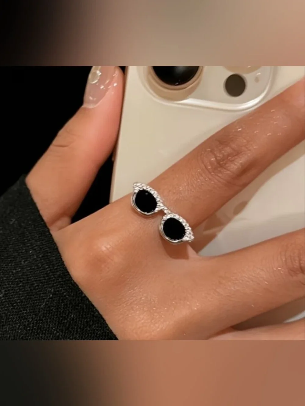 $8 Each Or Bundle 5/$20 Silver Adjustable Ring with Black Onyx Cabochons